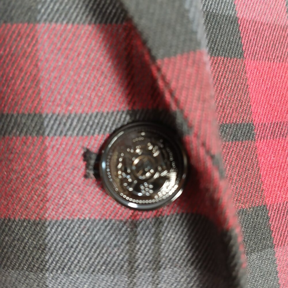Vintage Chic by Jacob Red Black Plaid Blazer Women’s XS Tartan One Button Retro - Picture 2 of 10